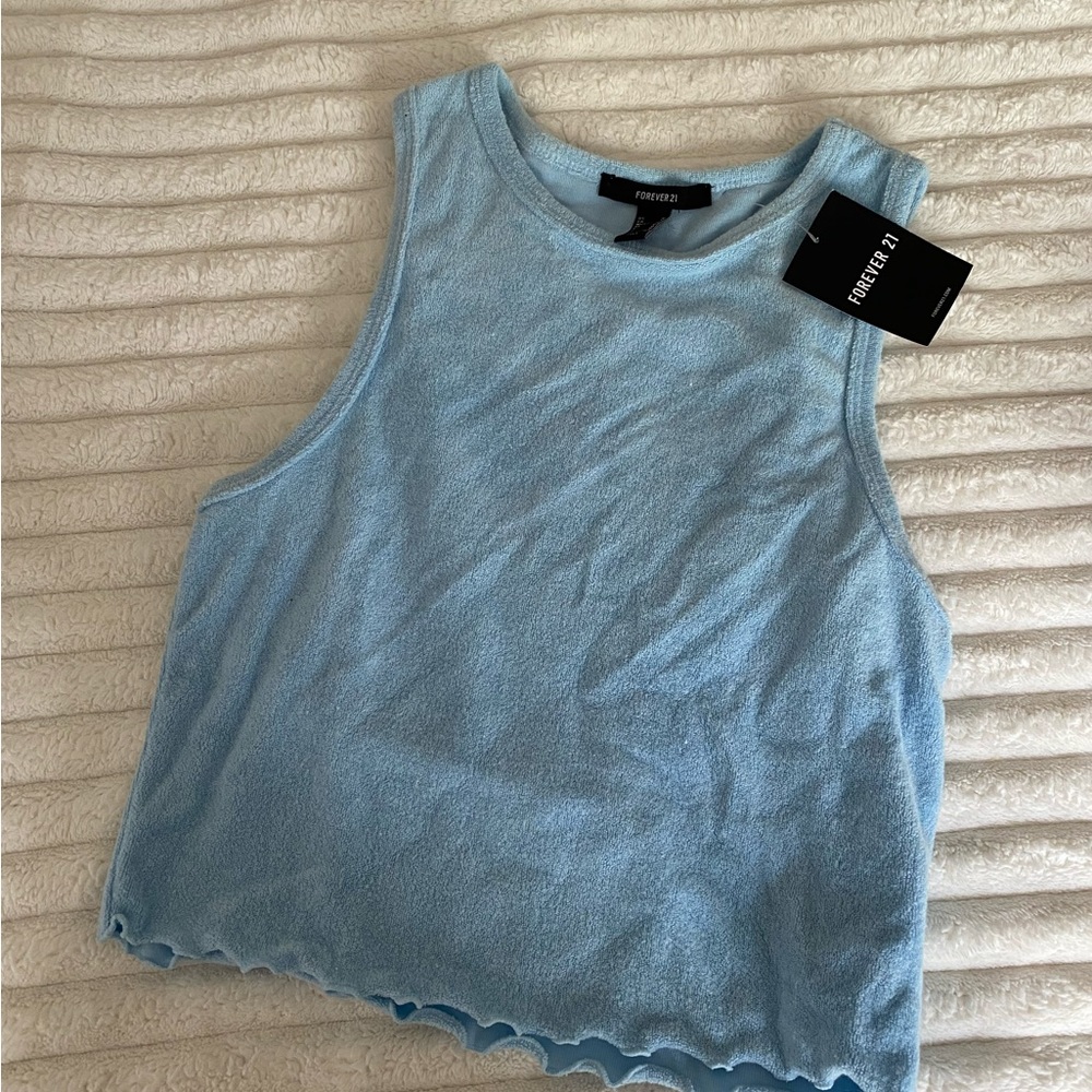 Baby Blue Terry Cloth Crop Top 🦋